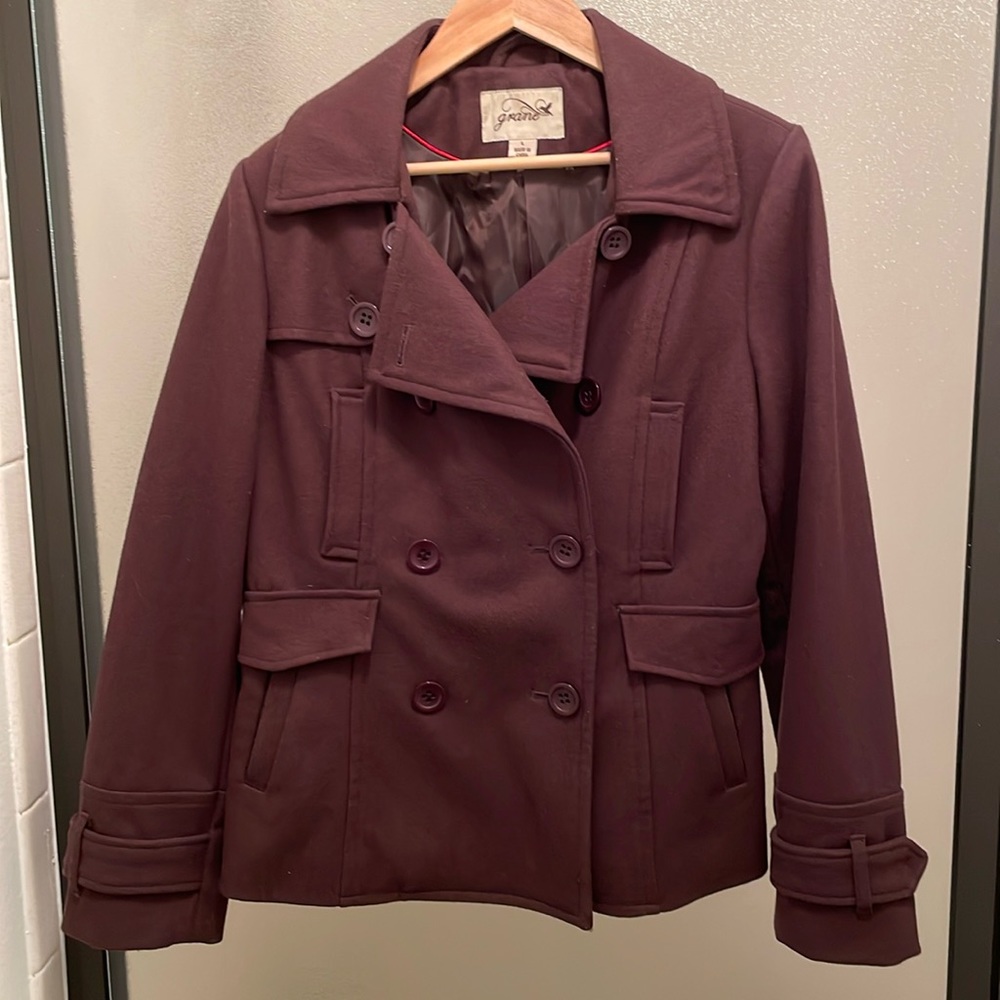 Brown double breasted button up coat
